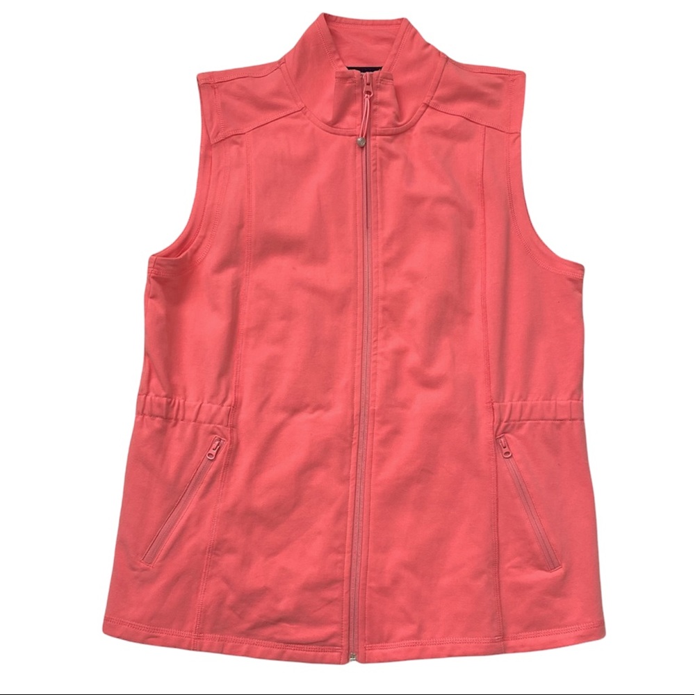 TALBOT’s Women’s Salmon Pink Full Zip Front Draw String Waist Vest NWT Large